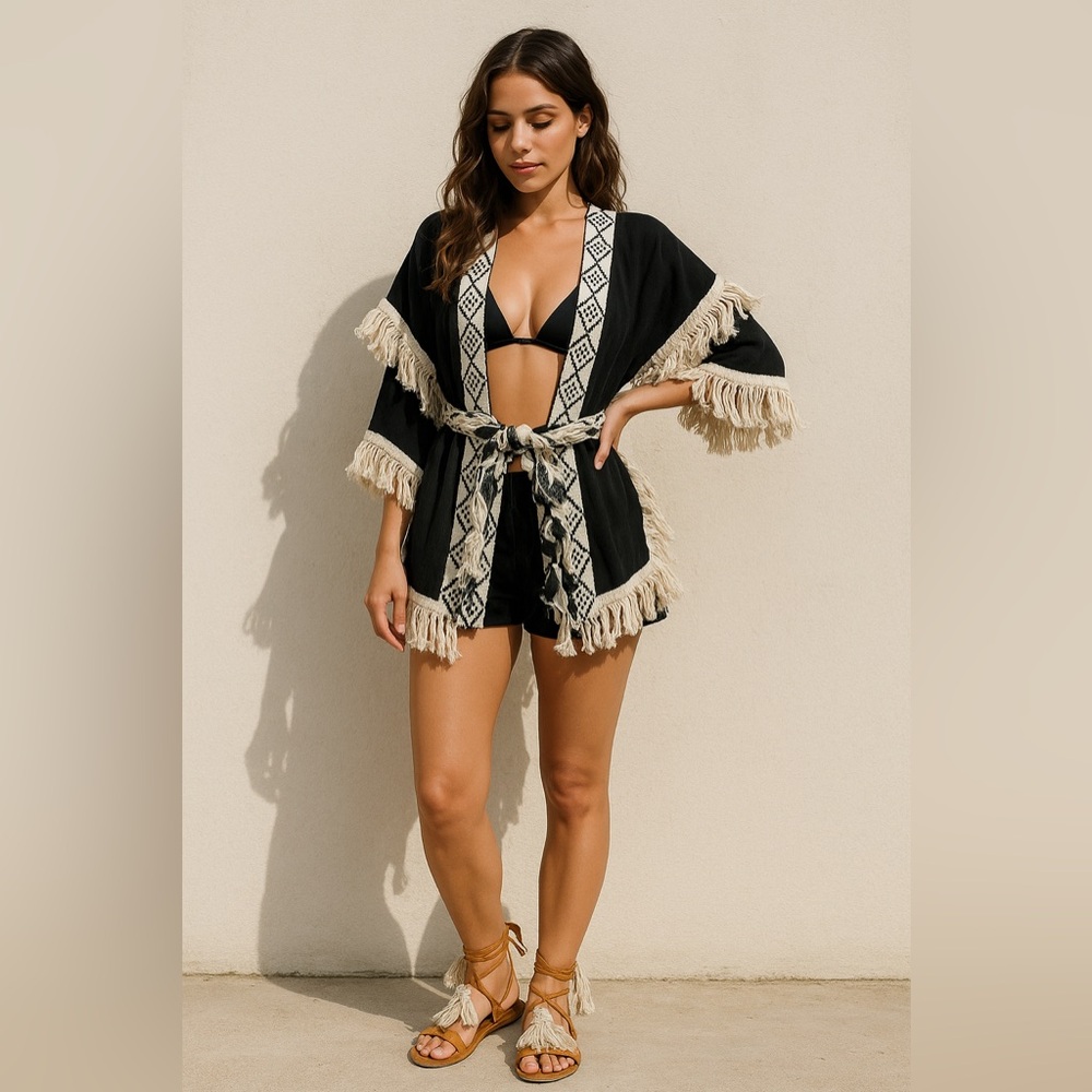 🌴 One-of-a-Kind Handmade Boho Kimono – From Tulum, Mexico 🌴